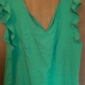 Green Ruffle Sleeve Women's  Dress